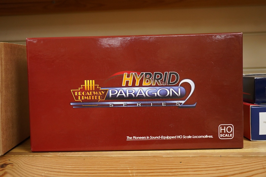 A boxed HO gauge Broadway Limited Paragon 2 Series (2063) model of Union Pacific UP-5, 5044, 4-12-2 locomotive with bogie tender, powered for two rail operation.